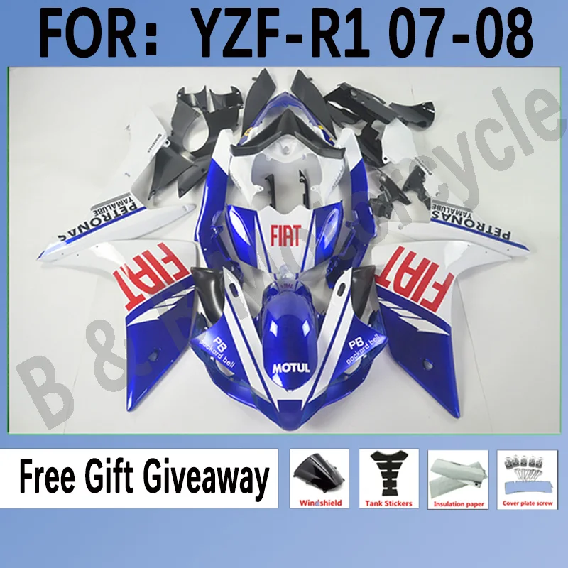 

Для Yamaha YZF R1 2007 2008, комплект кузова мотоцикла, популярные товары, комплекты для изменения цвета корпуса, стильный обтекатель, синий, белый