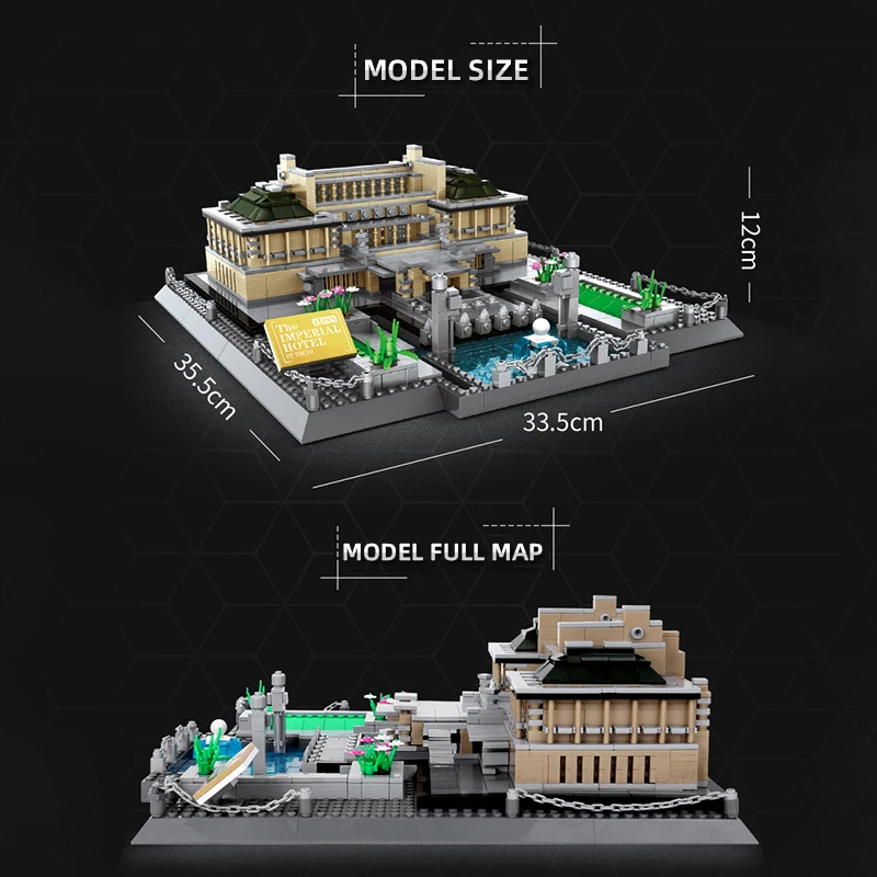 City Famous Architecture Series Japanese Imperial Hotel Small Particle Assembly Building Blocks Toys For Boys Children Adults