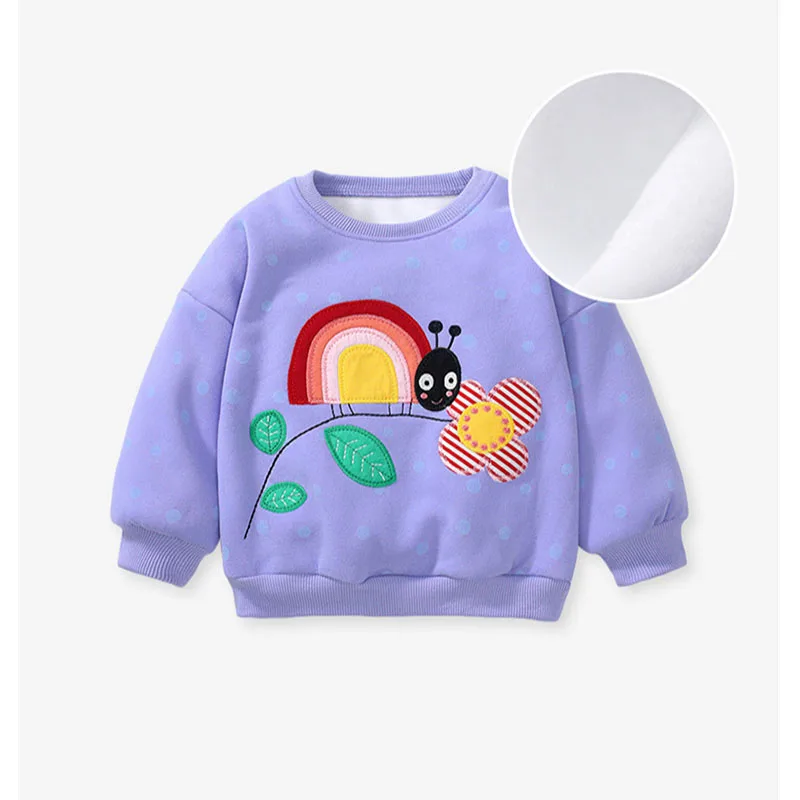 

Jumping Meters 2-7T Ladybug Girls Sweatshirts With Fleece Inside Warm Children's Clothing Hot Selling Baby Shirts Tops