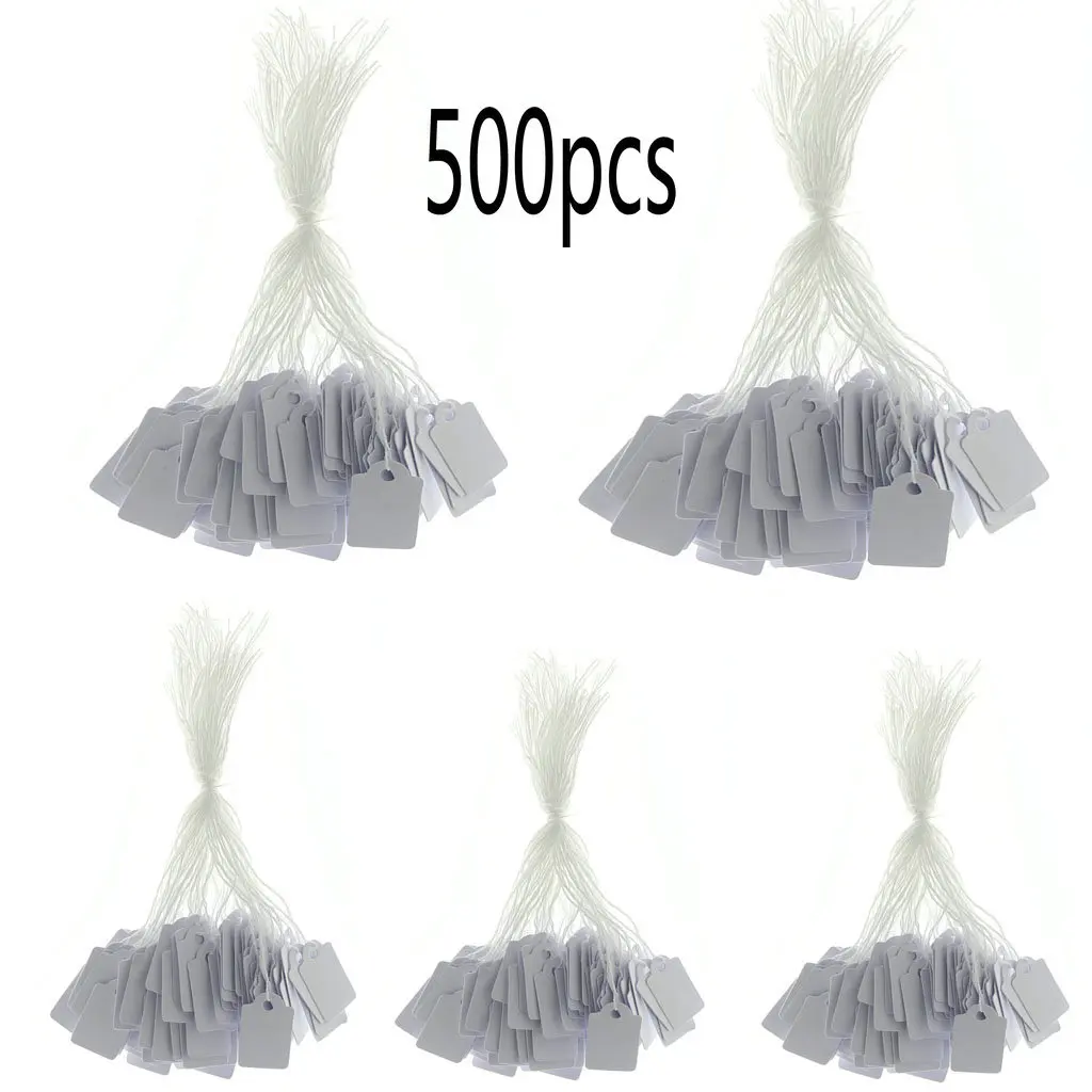 Jewelry Price Tags 500Pcs With Cotton Thread Gold Silver Edge Writeable Gift Price Label Jewelry Store Display Marking Cards