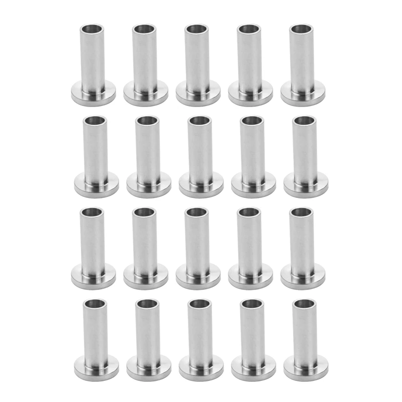 20 Pcs T316 Stainless Steel Protector Sleeves For 1/8Inch 5/32Inch 3/16Inch Cable Railing Kit,Wood Posts,DIY Balustrade