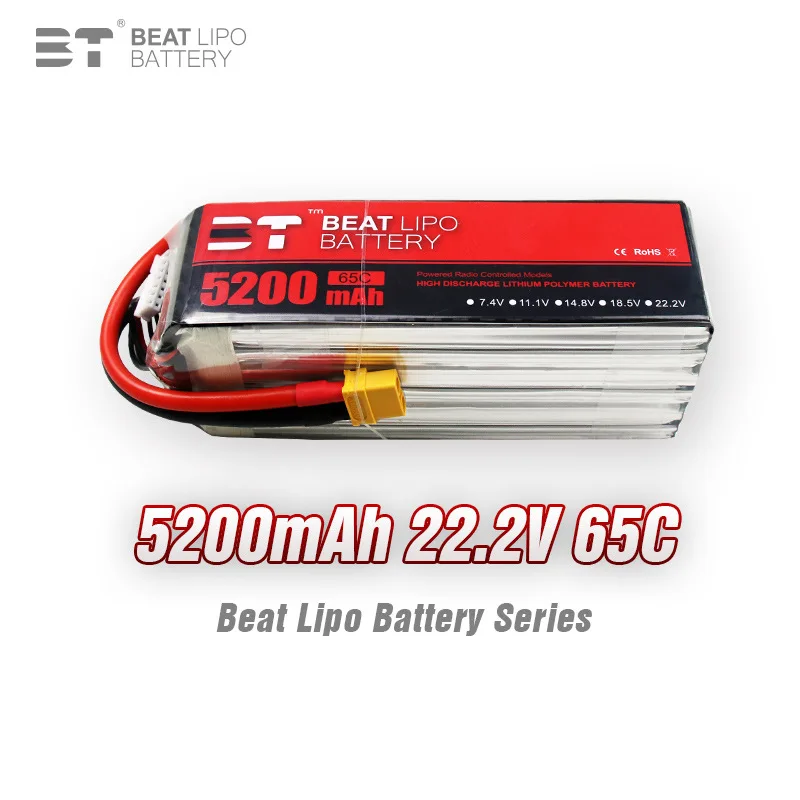 

BT LIPO Battery 5200mAh/6S/22.2V/65C/Model Aircraft Battery