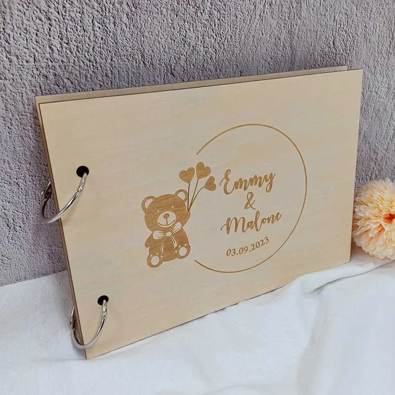 Wedding Guestbook Personalized Wooden Cute Guest Book Wedding Supplies Anniversary Souvenirs Communion Details For Guests