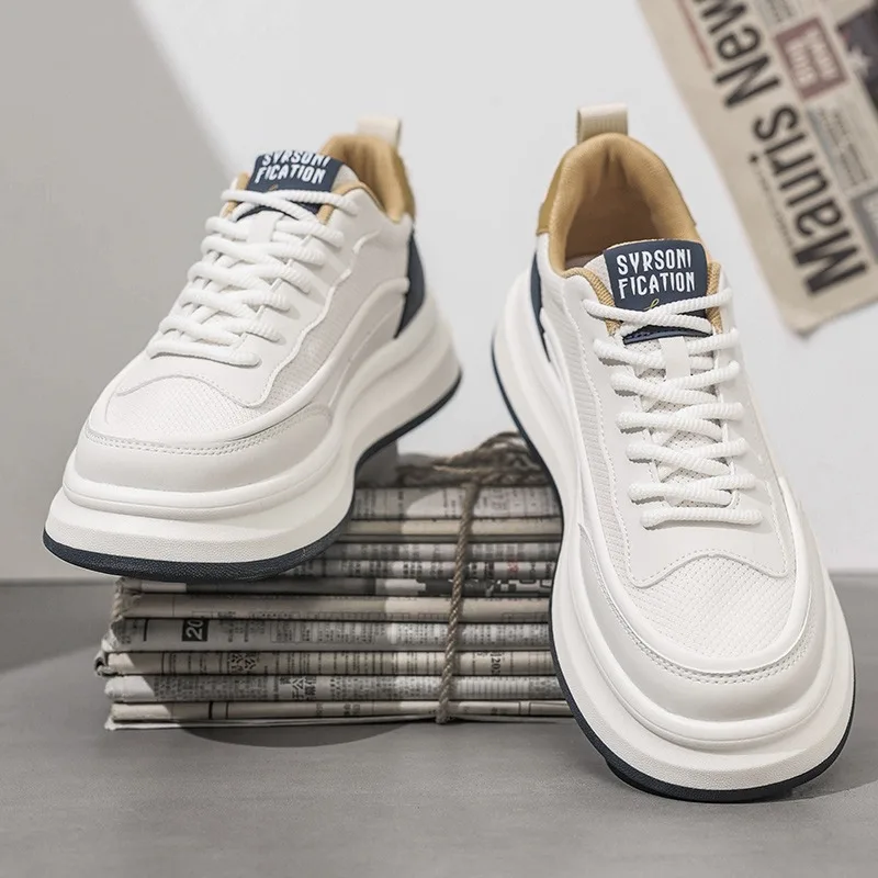 

Men's Winter Breathable Thin Sports Casual Student Increased Height Small White Trendy Shoes EVA Sole Rubber Upper Lightweight