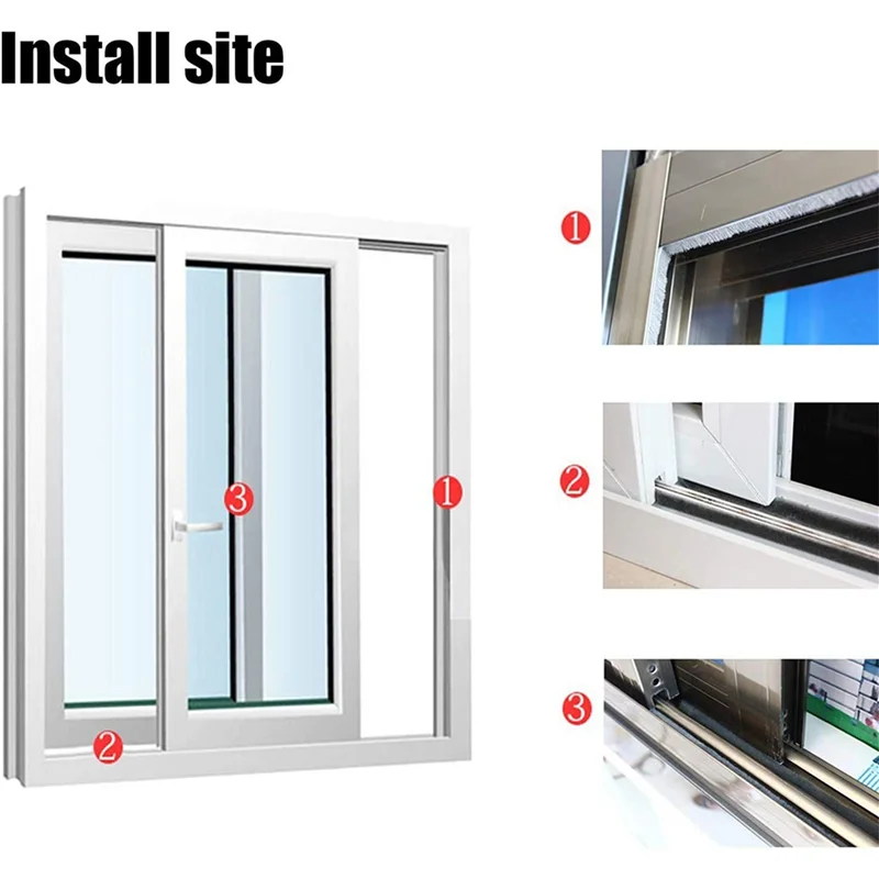 T98C-2 pezzi 33Ft/10M Guarnizione autoadesiva Guarnizione per porte finestre Insonorizzazione, antivento, 0,35 pollici x 0,6 pollici
