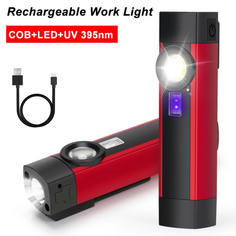 1 Pc 4 Mode LED COB USB Rechargeable Work Light Mechanical Inspection Torch Work Light Lightweight Flashlight With Pen Holder