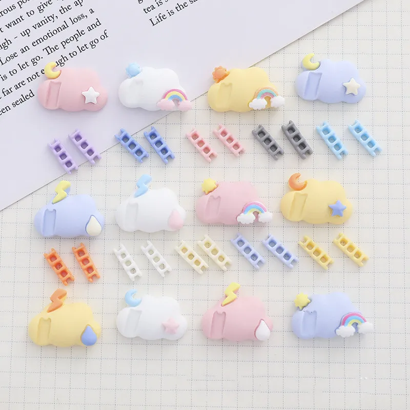 20Pcs New Colorful Clouds Flatback Resin Cabochon Scrapbook Embellishment Craft Cute Decoration Parts Doll House Accessories