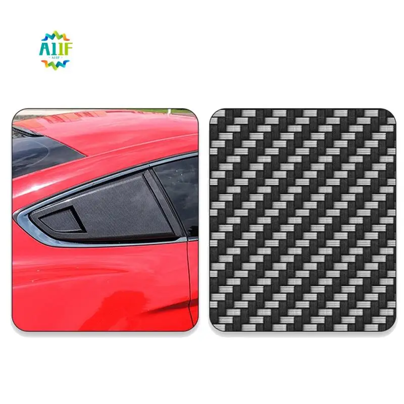 

A11F-Carbon Fiber Look 1/4 Rear Side Vent Quarter Window Louver Shutter Cover Trim Parts For 2015-2022 Ford Mustang