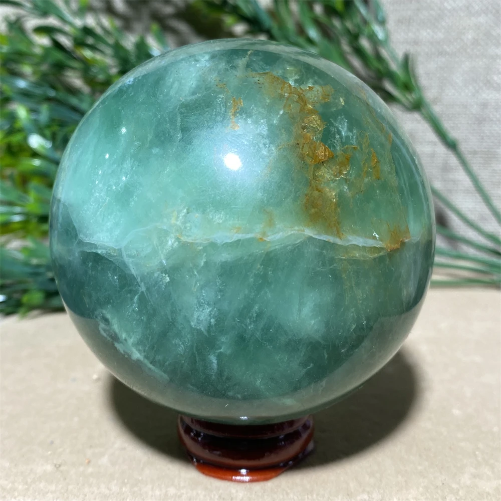 Green Fluorite Crystal Quartz Natural Stone Sphere Reiki Energy Wichcraft Minerals Handwork Ball House Decoration Home+Stand