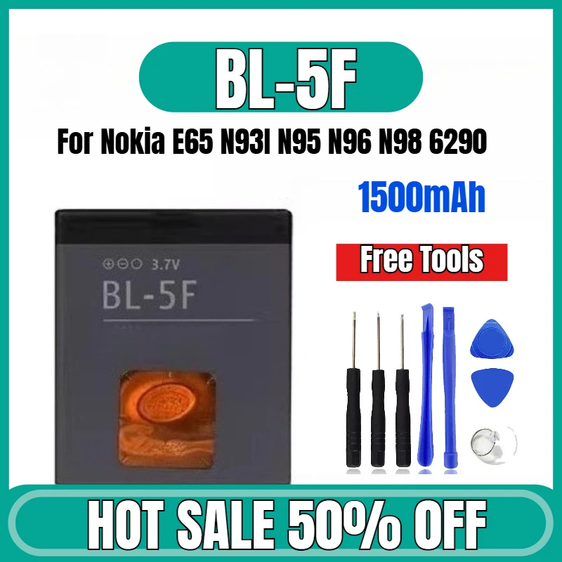 

1500mAh for Nokia BL-5F E65 N93I N95 N96 N98 6290 6210S C5-01 Mobile Phones Battery