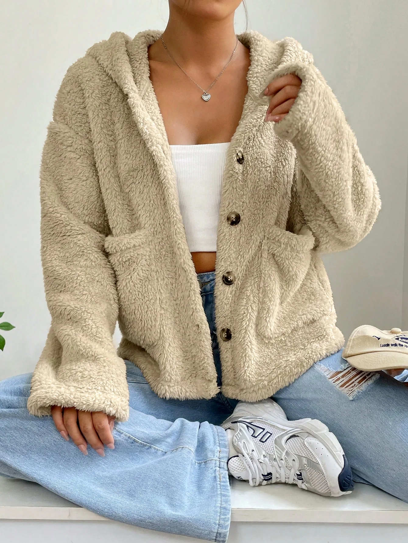 Abrigo de piel de manga larga con capucha para mujer, ropa de abrigo cálida y elegante para otoño e invierno