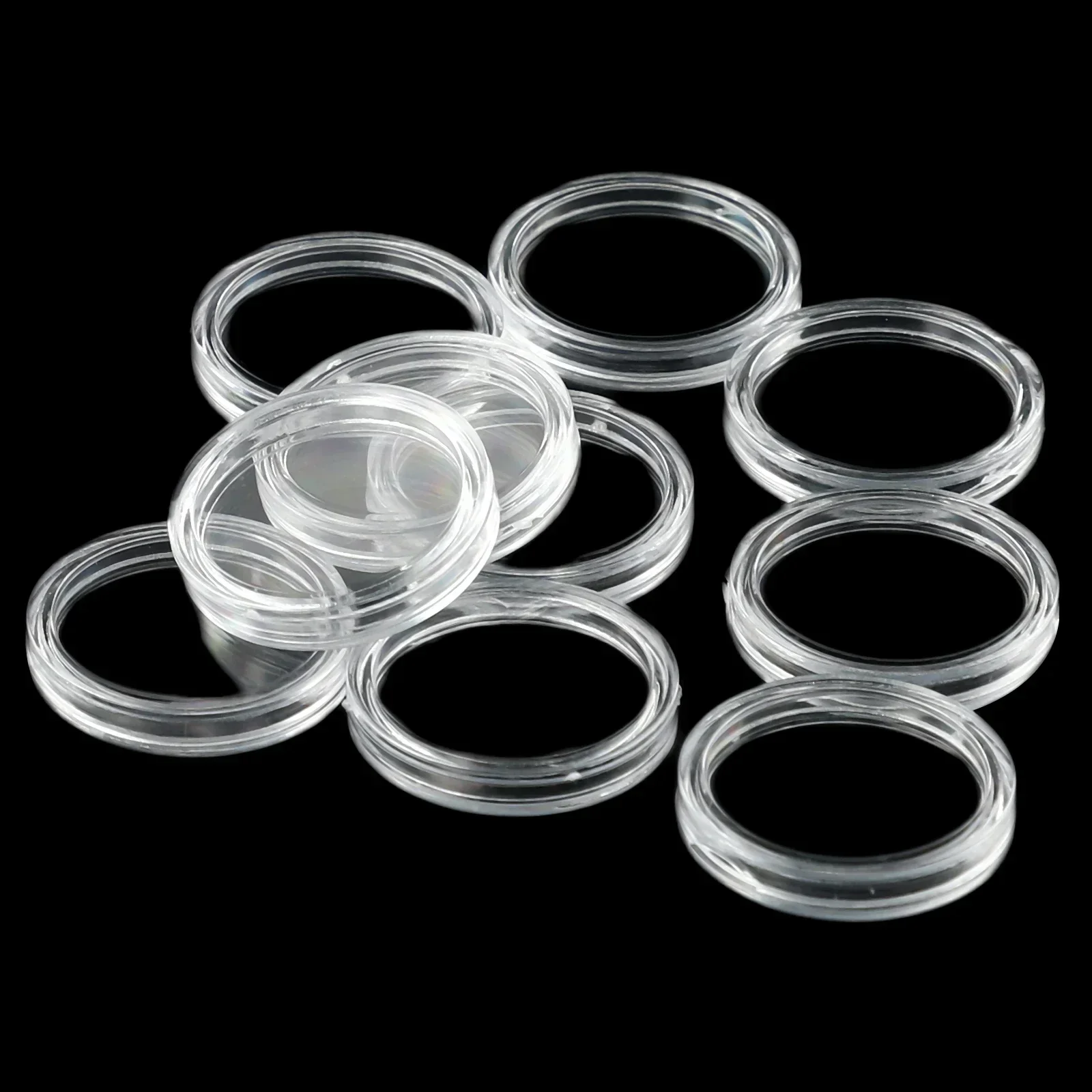 100Pcs 21mmransparent Plastic Coin Holder Capsules Storage Clear Round Display Cases Coin Collector Protector Cases Capsules