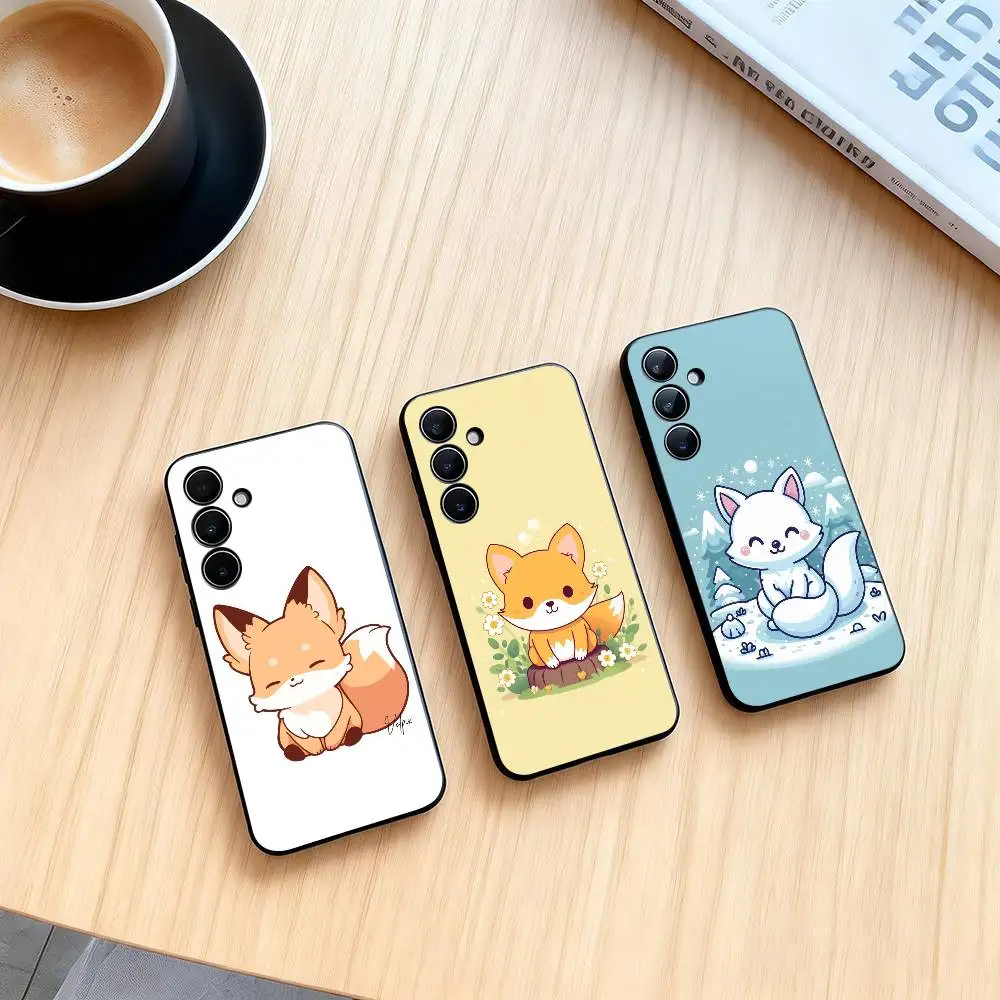 Cute Animal F-Fox Phone Case For Samsung Galaxy A73,A72,A71,A70,A53,A52,A51,Others Soft Black Cover