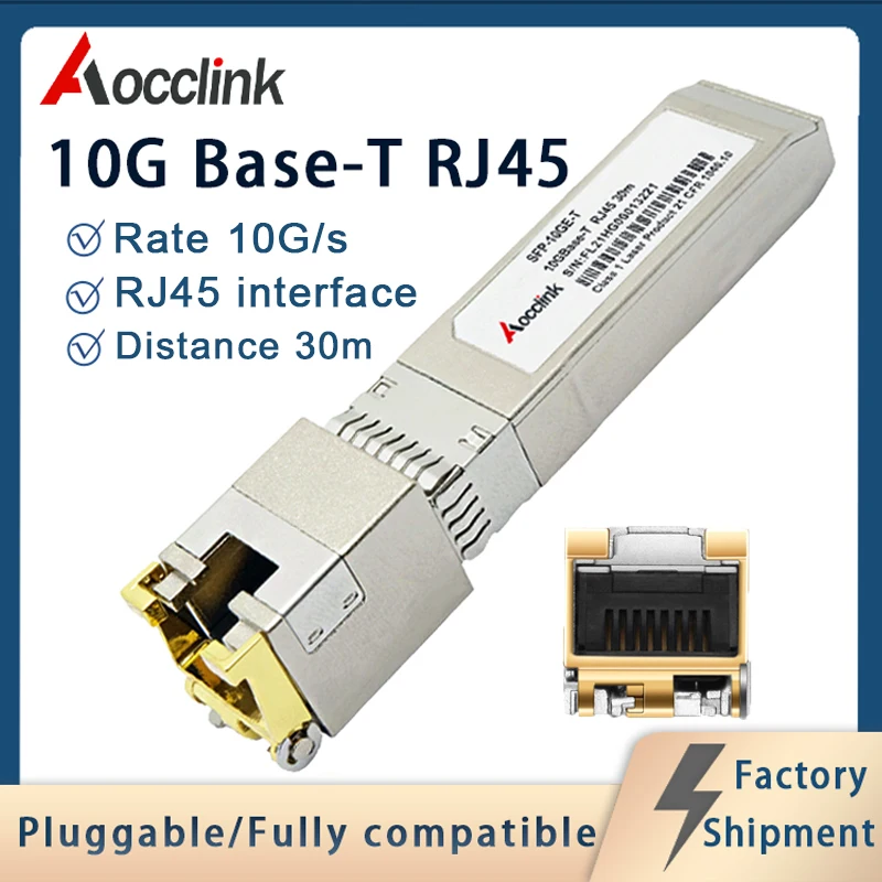 

SFP+10G RJ45 30M fiber optic transceiver copper module FTTX network compatible with TP-LINK Mikrotik media converter rj45 port