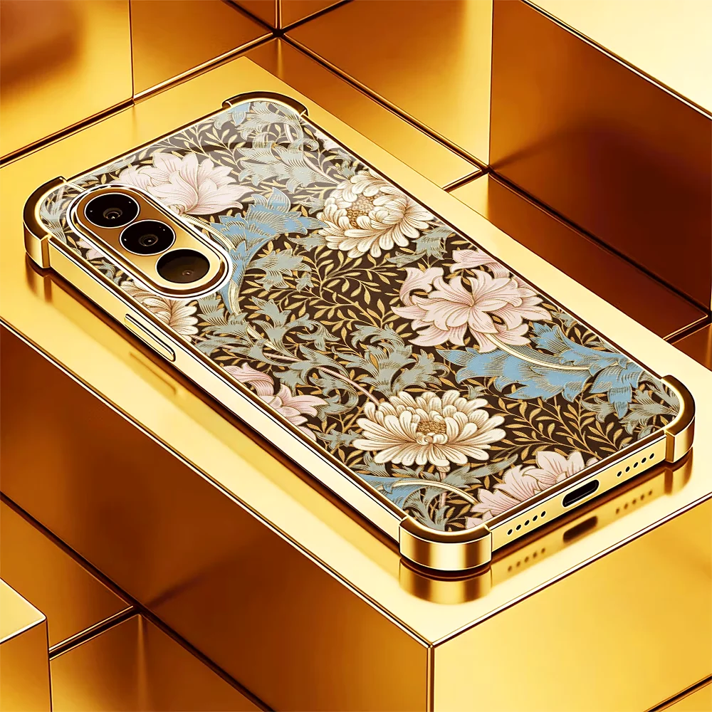 Stylish Colorful Vintage Bloom Art Glass Phone Case for Samsung Galaxy S26 S25 S24 S23 S22 S21Ultra FE Plus High-end Phone Shell