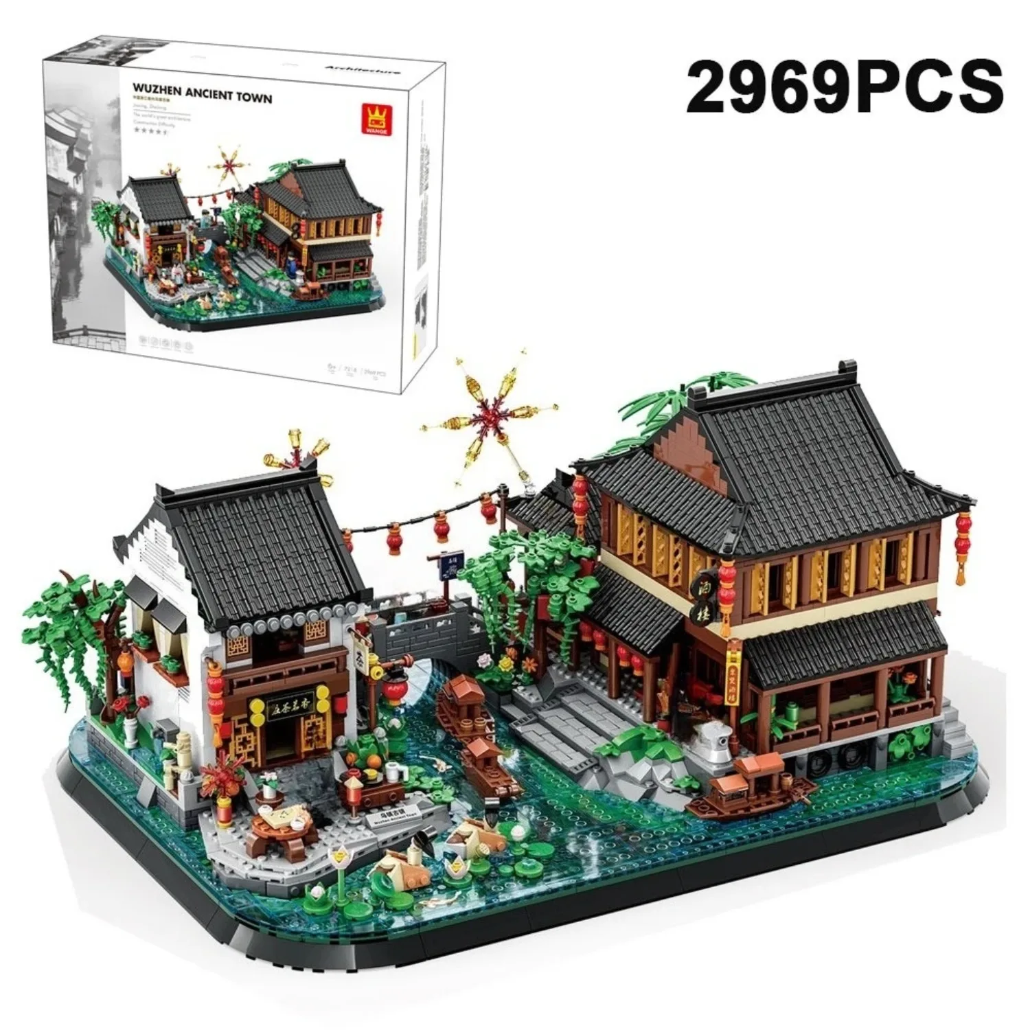 Zhejiang Jiaxing Wuzhen Ancient Town Chinese Style Building Blocks Water‑Town Street View Model DIY Architecture Bricks Toy Gift