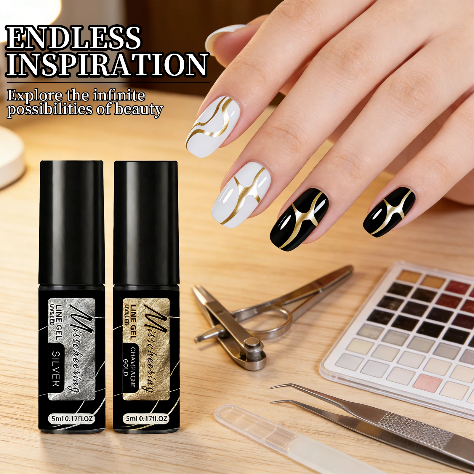 1/2/3pcs Super Bright Mirror Pull Line Graffiti Painting Stripe Gel Nail Polish 5ml Metallic Liner Gel Semi-Permanent Nail Art