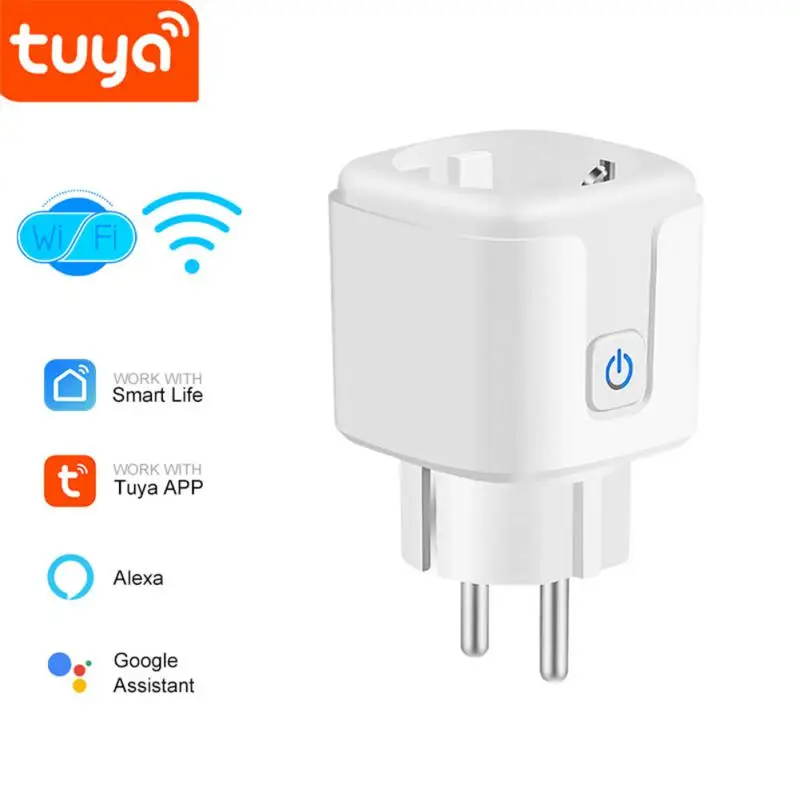 16A Tuya WiFi EU Smart Plug Presa Monitor di alimentazione Presa wireless Temporizzatore remoto Controllo elettrico per Google Home Alexa Alice