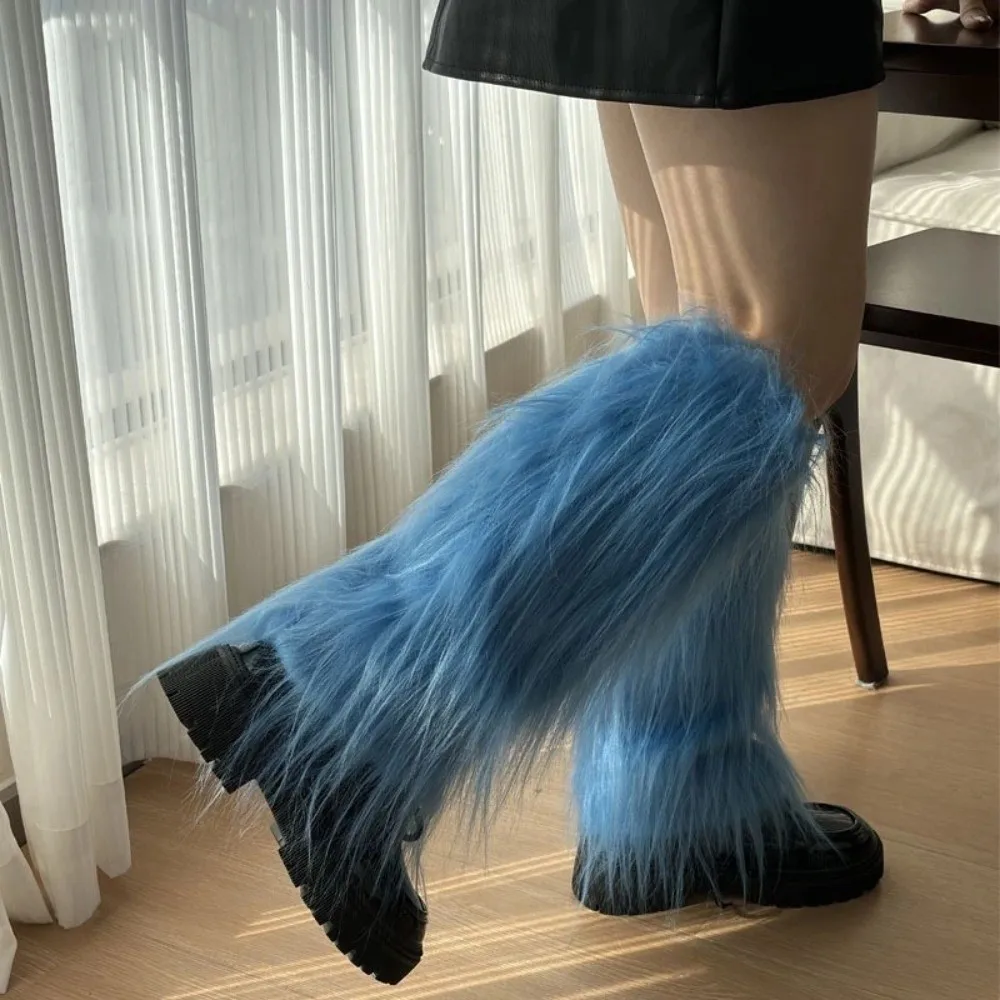 

Fashion Faux Fur Furry Leg Warmers 40cm Y2K Lolita Boots Cover Solid Color Sweet Warm Knee Sleeve Spicy Girls