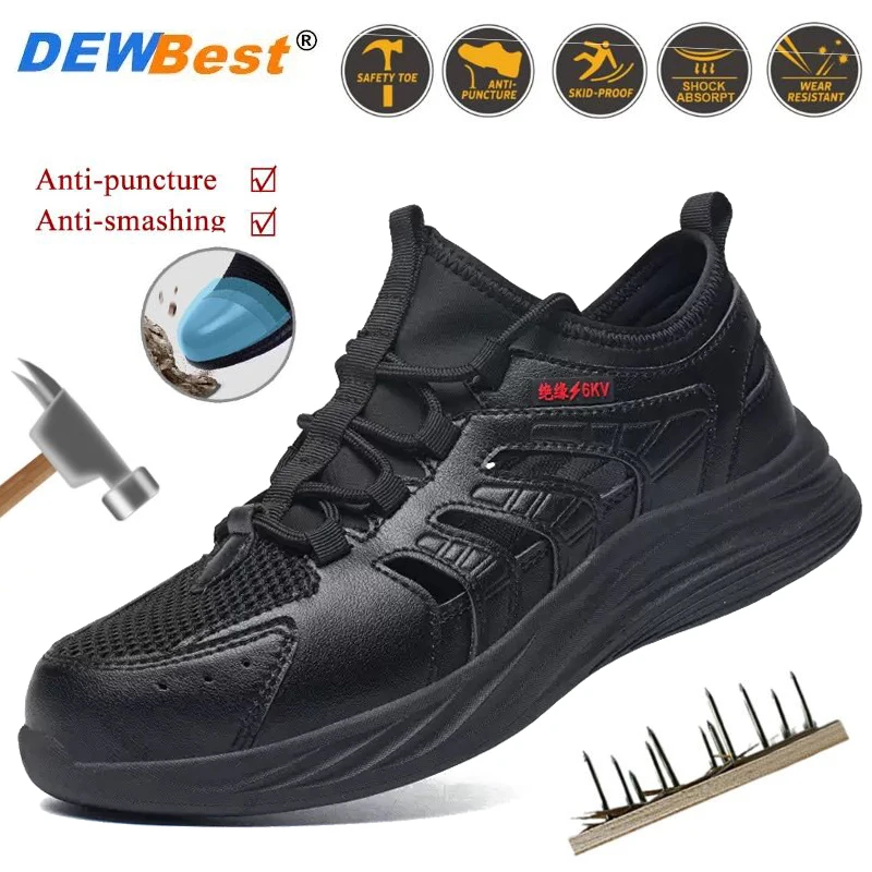 

Summer steel head anti-smash anti-stabbing men's wear shoes non-slip safety shoes with large holes breathable not stinky feet