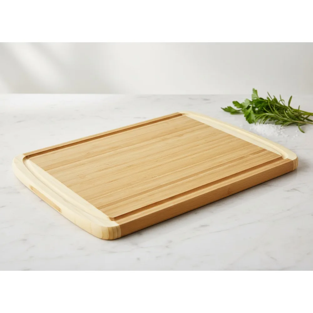 

Eco-Friendly Bamboo Cutting Board with Juice Groove, Large 18x12.5 Inch, Durable & Knife-Friendly for Meat & Fruits