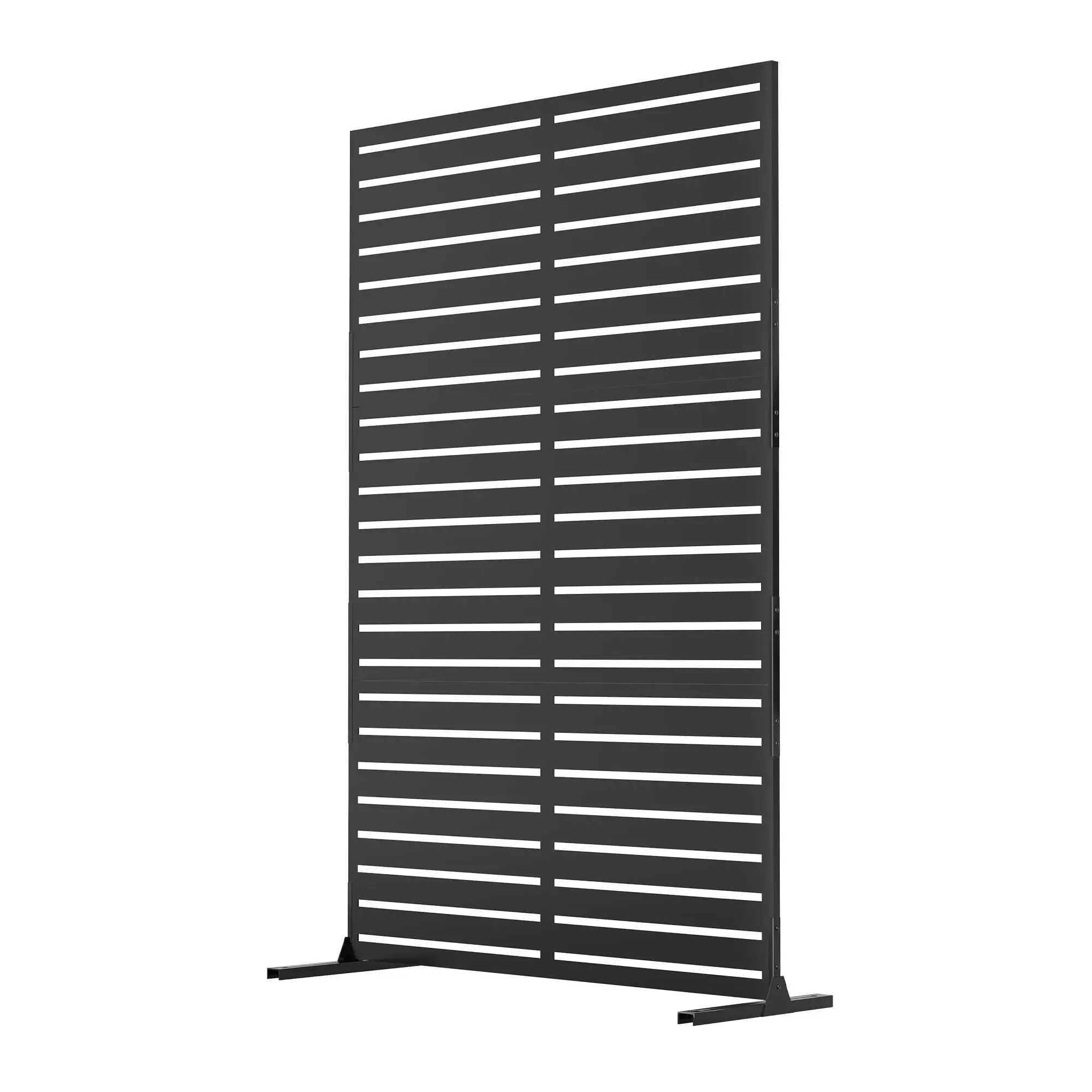72 x 47 Outdoor Metal Privacy Screen 6FT Freestanding Decorative Fence Panel With Stand For Patio Garden Balcony Deck Yard Black view 3