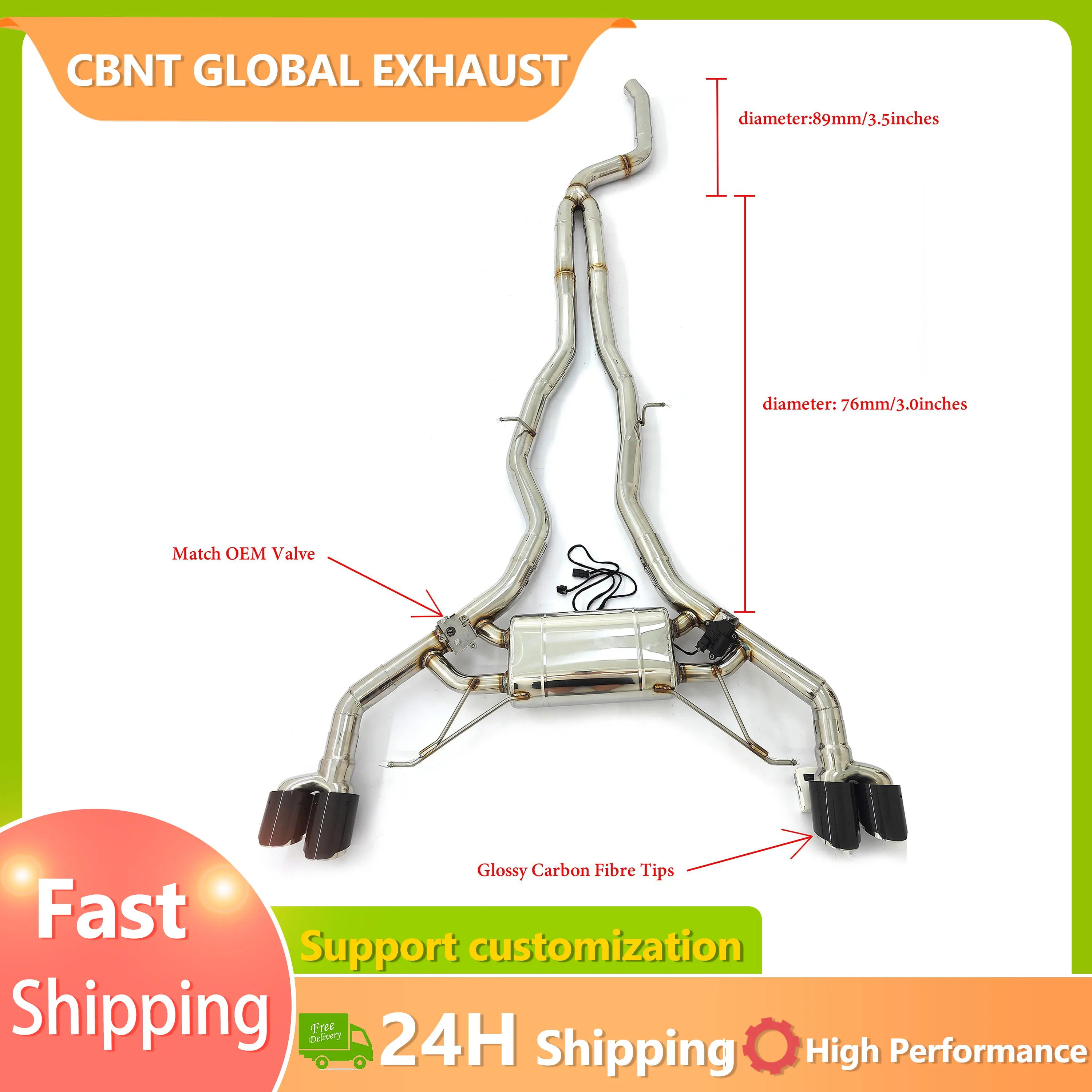 

CBNT X3 M40i Ready Stock Valvetronic Muffler Catback Exhaust for BMW X3 X4 G01 G02 M40i B58 3.0T SS304 Match OEM Valve Design