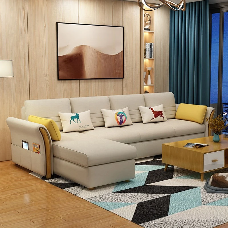 Sofa bed small apartment foldable double living room dual-purpose multi-functional simple modern combination fabric sofa