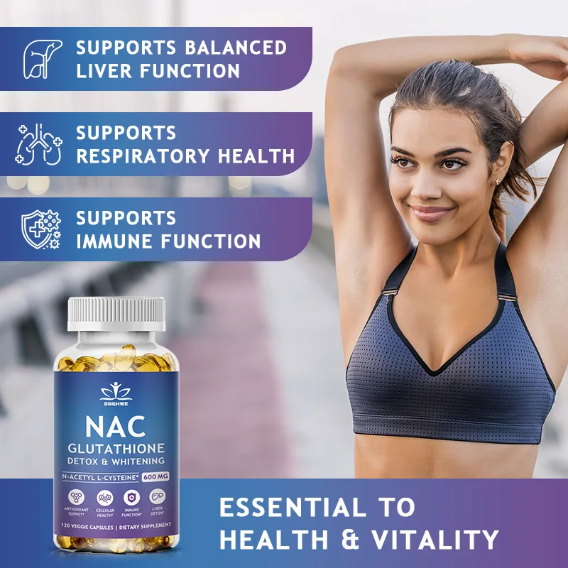 NAC n-asetil kapsul sistein imun, kesehatan pernapasan suplemen Glutathione non-gmo, Bebas Gluten