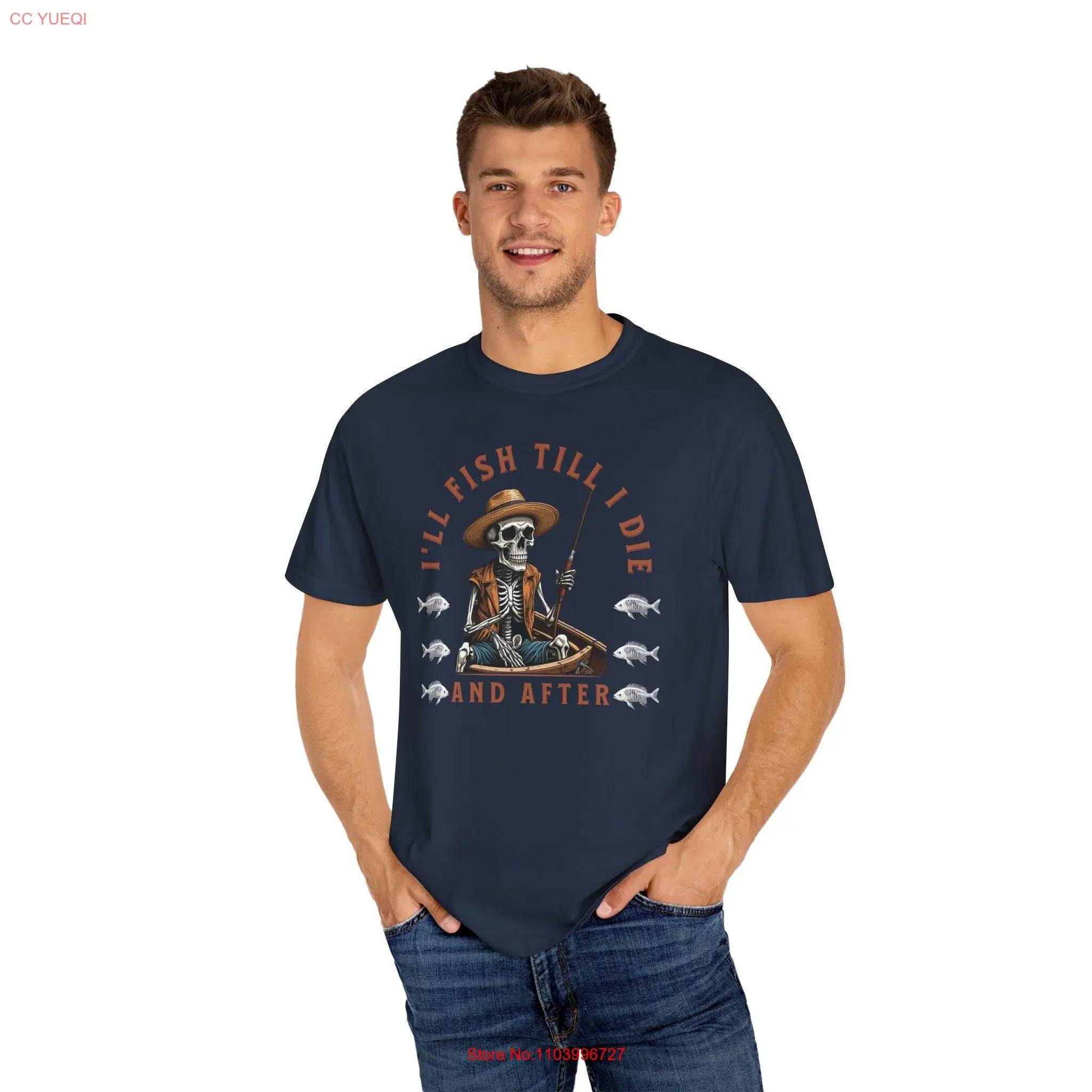 

I'll Fish Till I Die Skeleton Fishing T shirt Funny Fisherman Lover Apparel Theme Clothing long or short sleeves