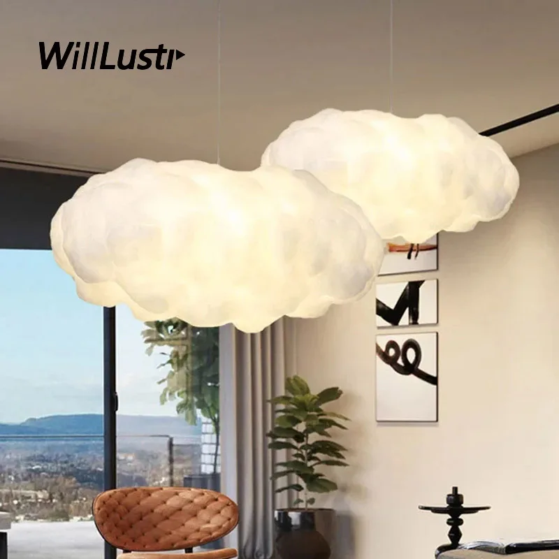 PVC Cotton Pendant Light Cloud Suspension Lamp Hotel Living Dining Table Kids Room Store Mall Hanging Ceiling Chandelier