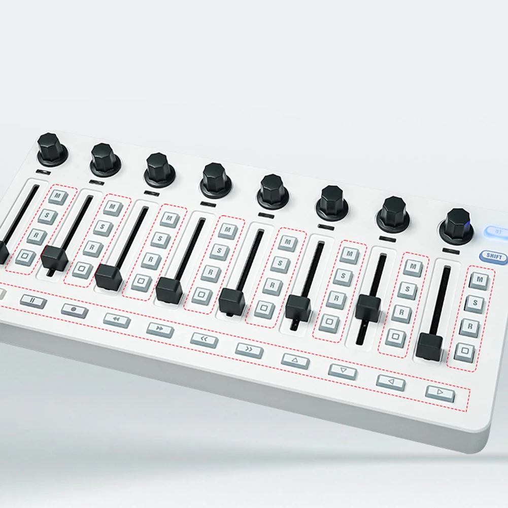 780mAh Battery Wireless MIDI Controller 43 Assignable Control Keys Customizable Controls Eight Push Buttons Eight Rotary Knobs