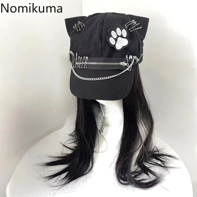 

Кошачьи уши, женский и мужской Harajuku, готический Лолита, бант, молния, шикарный берет, шляпа Y2k, уличная одежда в стиле панк для девочек, аксессуары, кепки, кепка газетчика