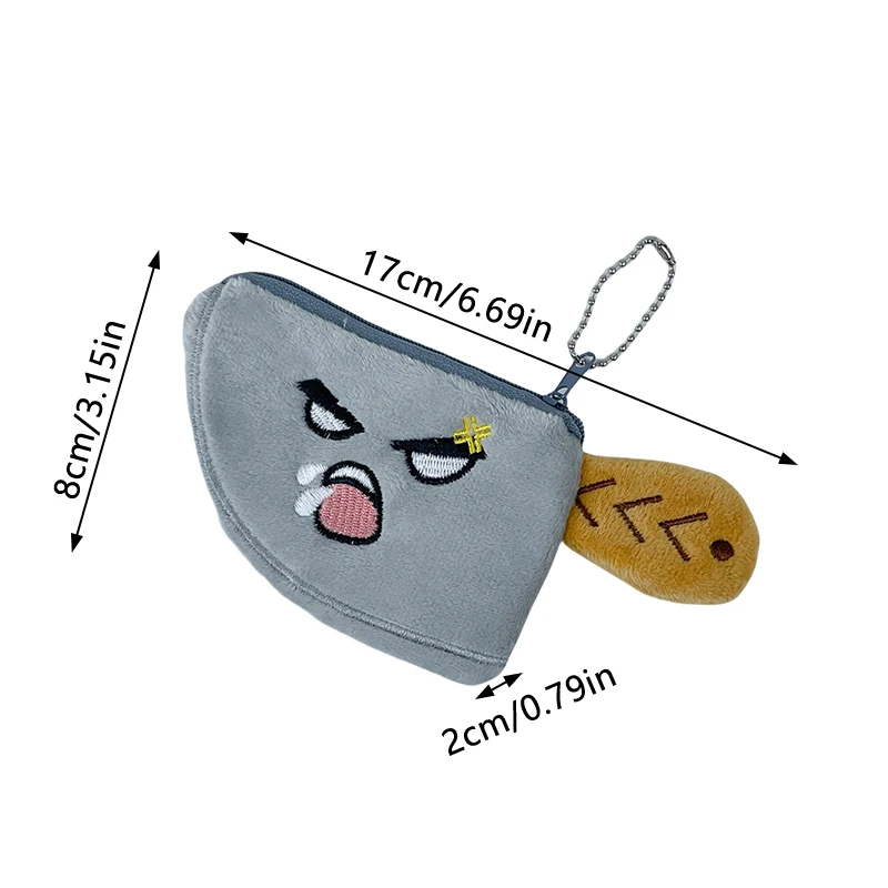 Creative Plush Kitchen Knife Shape Plush Coin Purse Funny Cartoon Money Change Purse Zipper Wallet Keychain Storage Bag Kid Gift