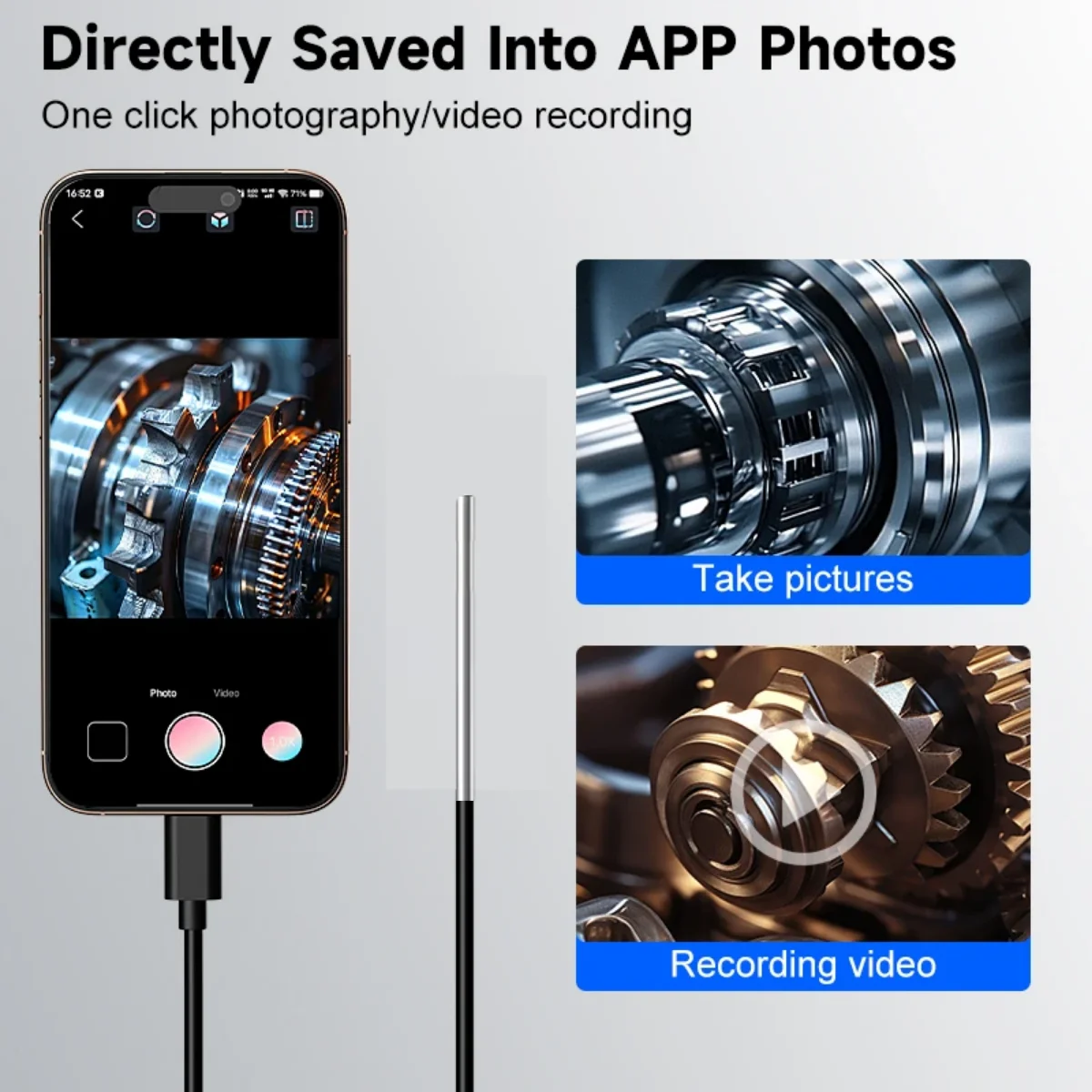 Cámara endoscópica para Android Apple Iphone IOS Conecte directamente 3.9 mm 1 m 720P