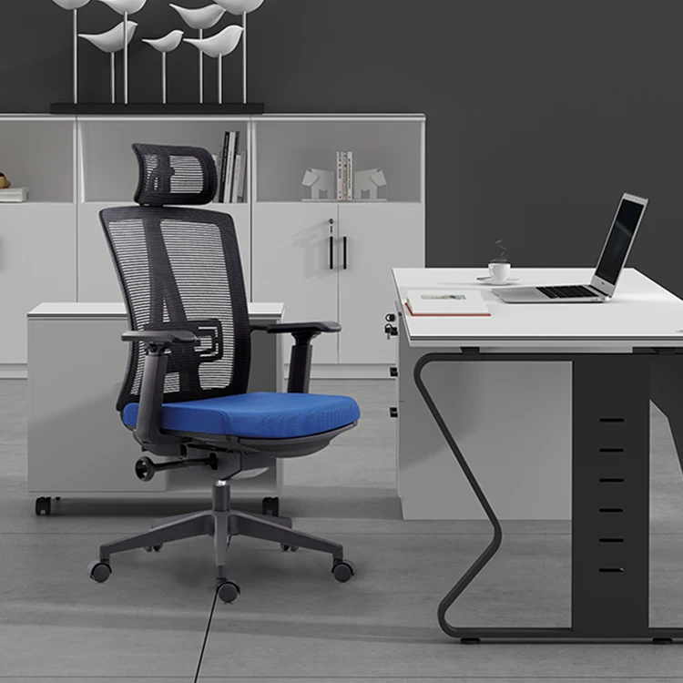 ZC02 Эргономичное синее офисное кресло с гибкой подставкой для ног, современное вращающееся сетчатое кресло для менеджера Boss, новый комфортный тканевый офис