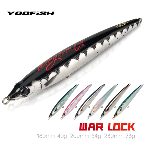Señuelo de pesca de mar YOOFISH GT, 40g, 54g, 73g, 180mm, 200mm, 230mm, lápiz flotante Topwater, cebo duro Artificial para pesca de atún marino GT