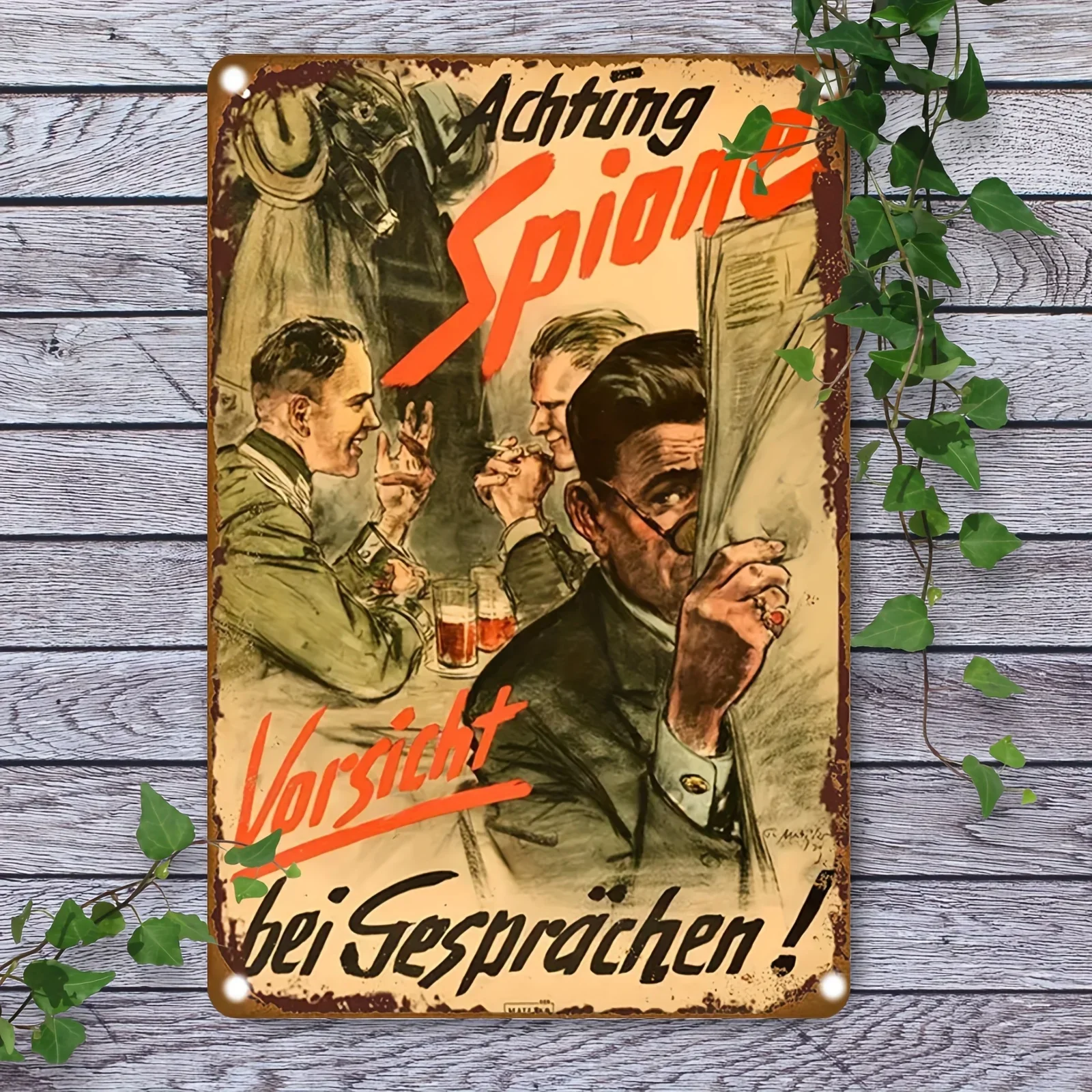 German Propaganda Metal Tin Sign 