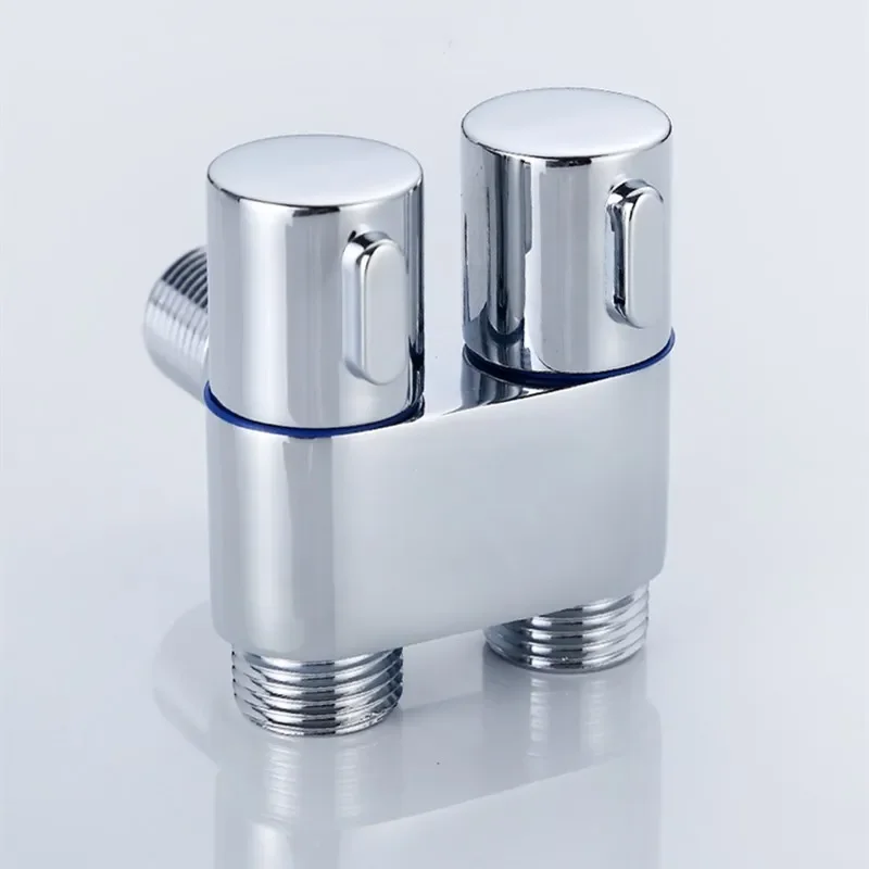 3-way Angle Valve G1/2 Mini Sink Multi-function Faucet Brass One-In-Two-Out Washing Machine Toilet Silver Bidet Sprayer Valve