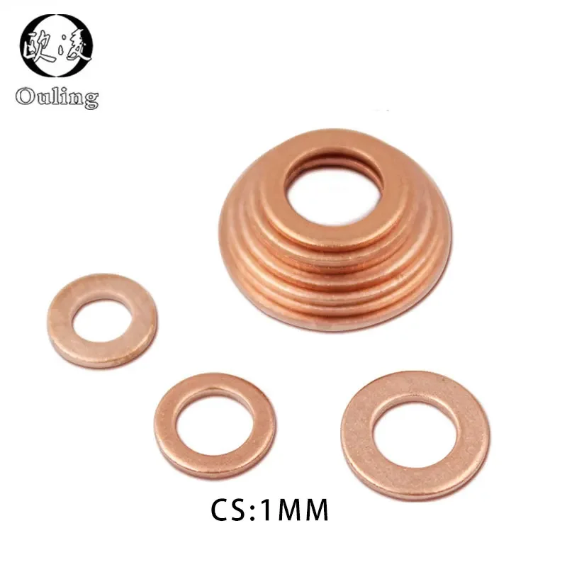 Copper Washer 20Pcs DIN7603 M5 M6 M8 M10 M12 M14 M16 O Ring Gasket Sealing Ring For Boat Crush Washer Flat Seal Ring Fitting