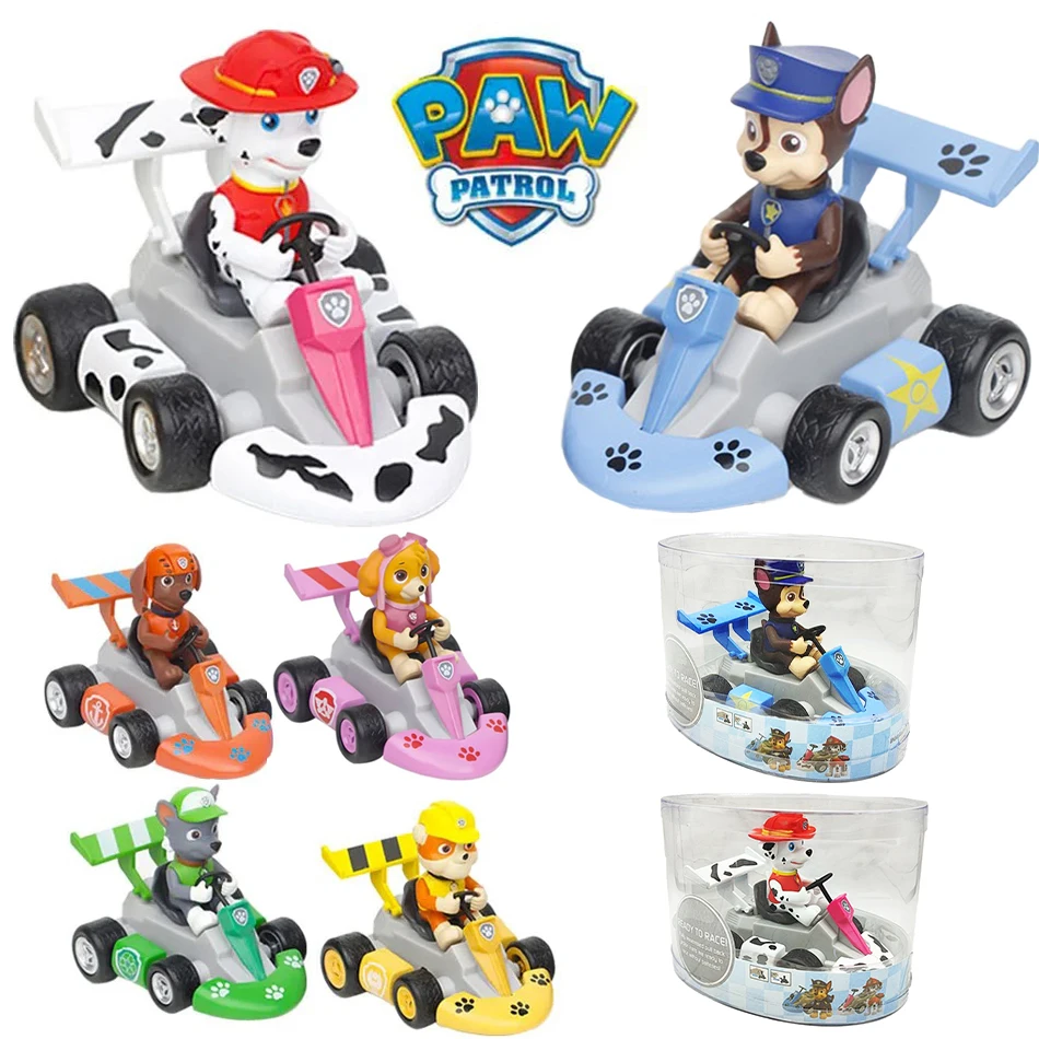 Anime Paw Patrol Pull Back Car Marshall Rubble Chase Rocky Zuma Skye Dog Action Figure Toys Anime Game Doll Kid birthday Gifts