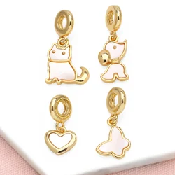 OCESRIO Trendy Shell Cute Cat Dog Pendant for Necklaces Copper Gold Plated Heart Jewelry Making Supplies Wholesale pdtb502