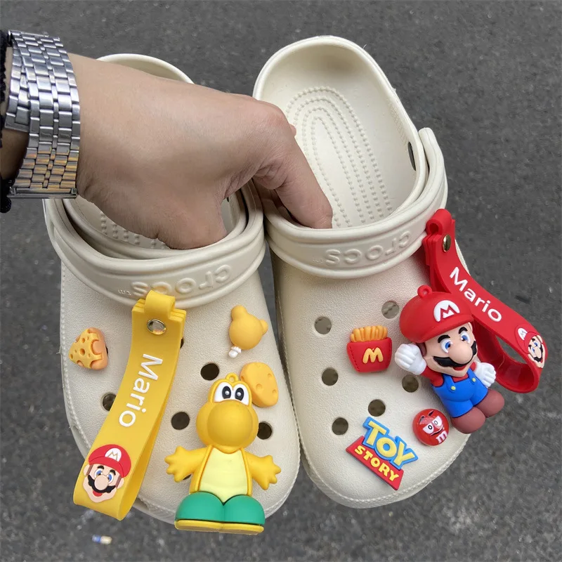 Set Sale Super Mario Bros Cartoon Shoe Buckle Mario Luigi Yoshi Cute Game Character Slippers Decorations Wholesale Kid Xmas Gift