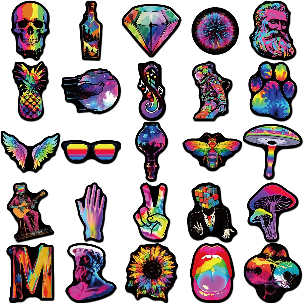 10/30/50PCS Iridescent Cartoon Graffiti Stickers Aesthetic Colorful Decals Waterproof DIY Luggage Skateboard Cool Sticker Toys