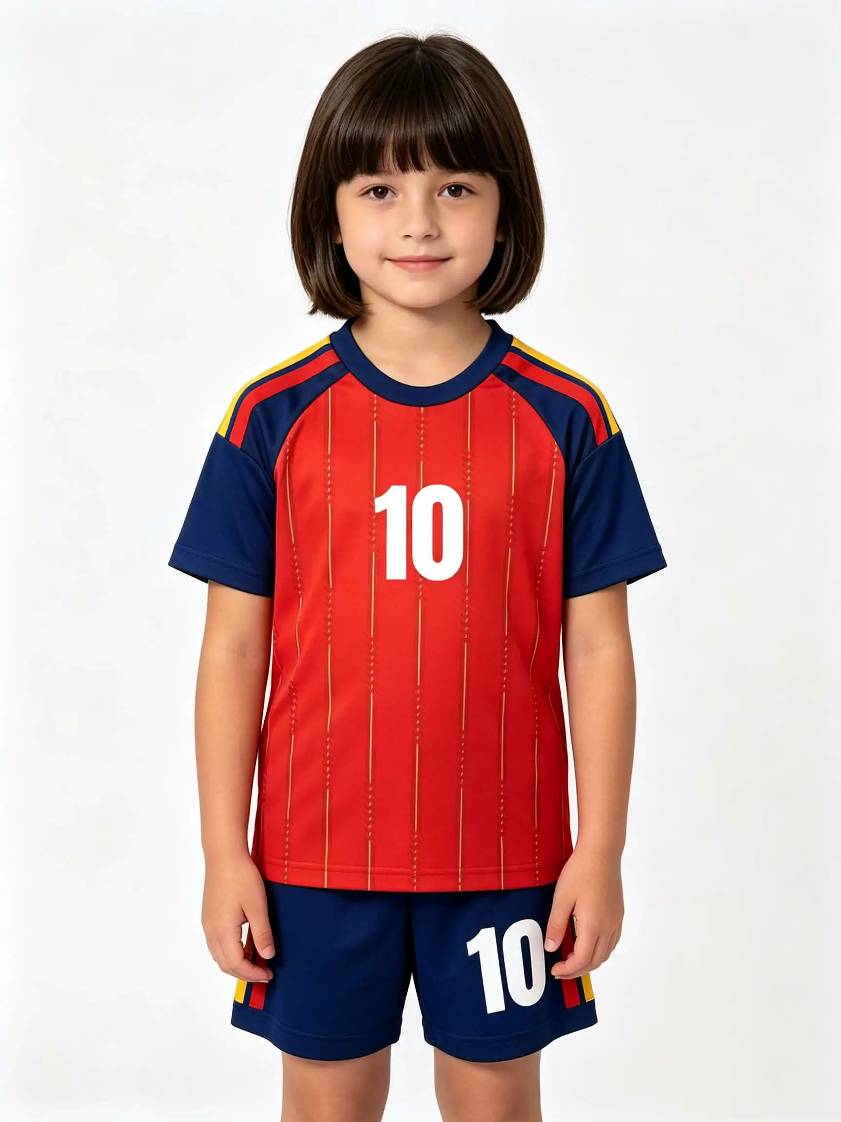 New 26/27 Unisex Blank Soccer 2‑Piece Set, Kids Adults Parent‑Child Kit, Custom red  NO.10 for School Outdoor Team Sports