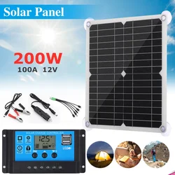 200W Solar Panel Kit With 100A Controller DC 18V Portable Power Charger for Bank Battery Camping Car Boat RV Plate Panels