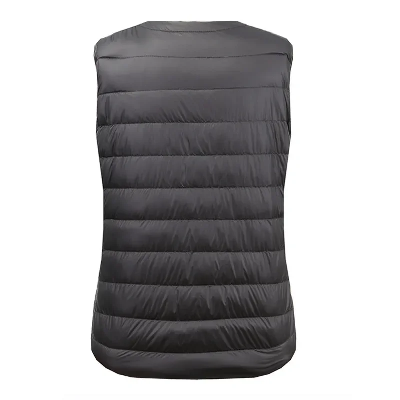 Gilet en duvet de canard pour femme, gilet Ultra léger et fin, sans manches, col rond, fermeture éclair, coupe-vent, matelassé, automne et hiver