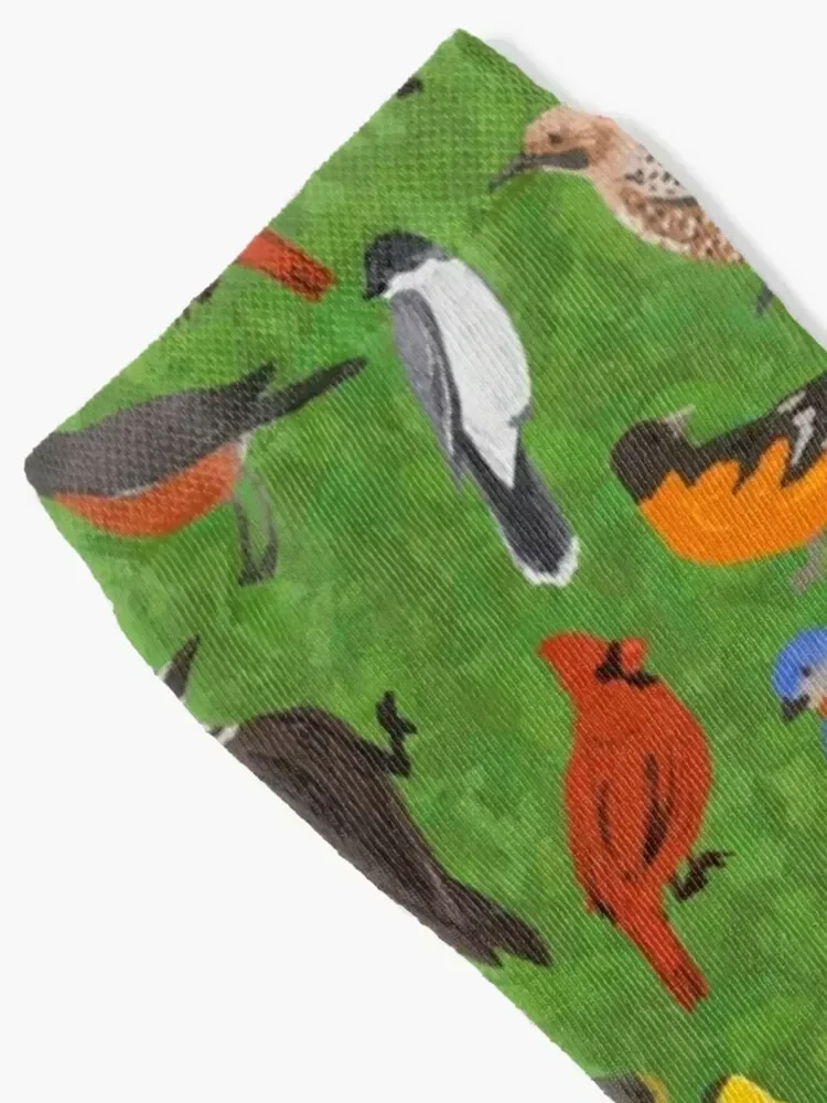 Backyard and Forest Birds on Leafy Background Socks Stockings new in's happy Children's Socks Men's Women's