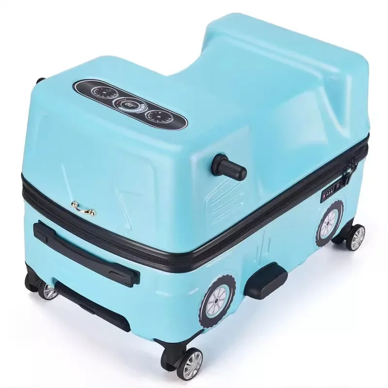 Cartoon Children\'s Suitcase on wheels Ride on Trolley Luggage Toy Car Gift Suitcase Kid Cabin Travel Bag Carry-on Password Trunk