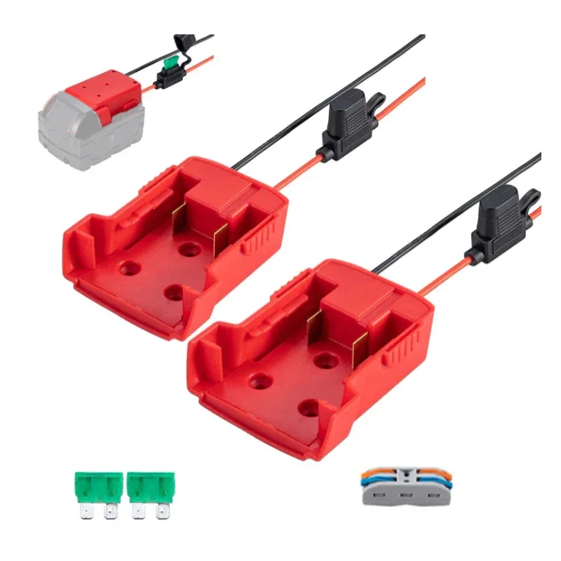 リチウム電池18V,ミルウォーキーM-18用電源アダプター,ヒューズ付き,DIYバッテリーアダプター,RCトラック用電源コネクター